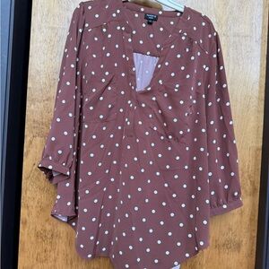 torrid Rust Polka Dot Split V-Neck Blouse